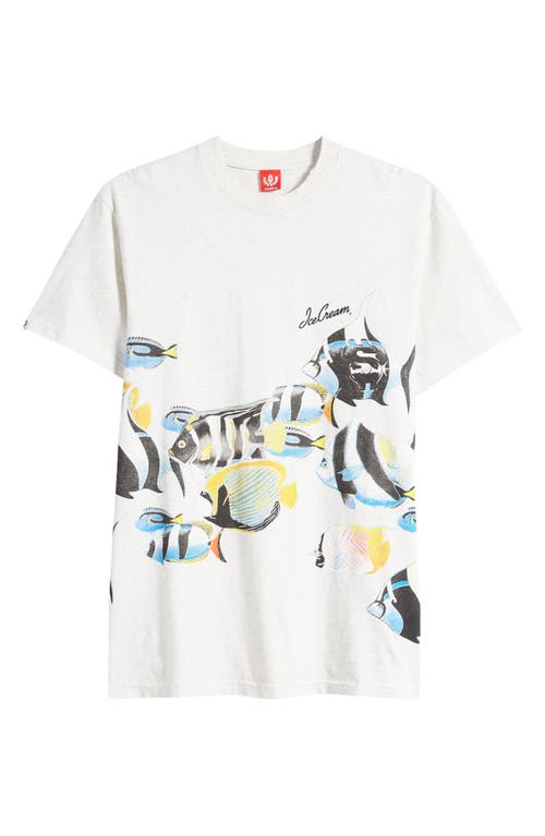 Icecream Fish Scale Print T-shirt In Light Heather Gray
