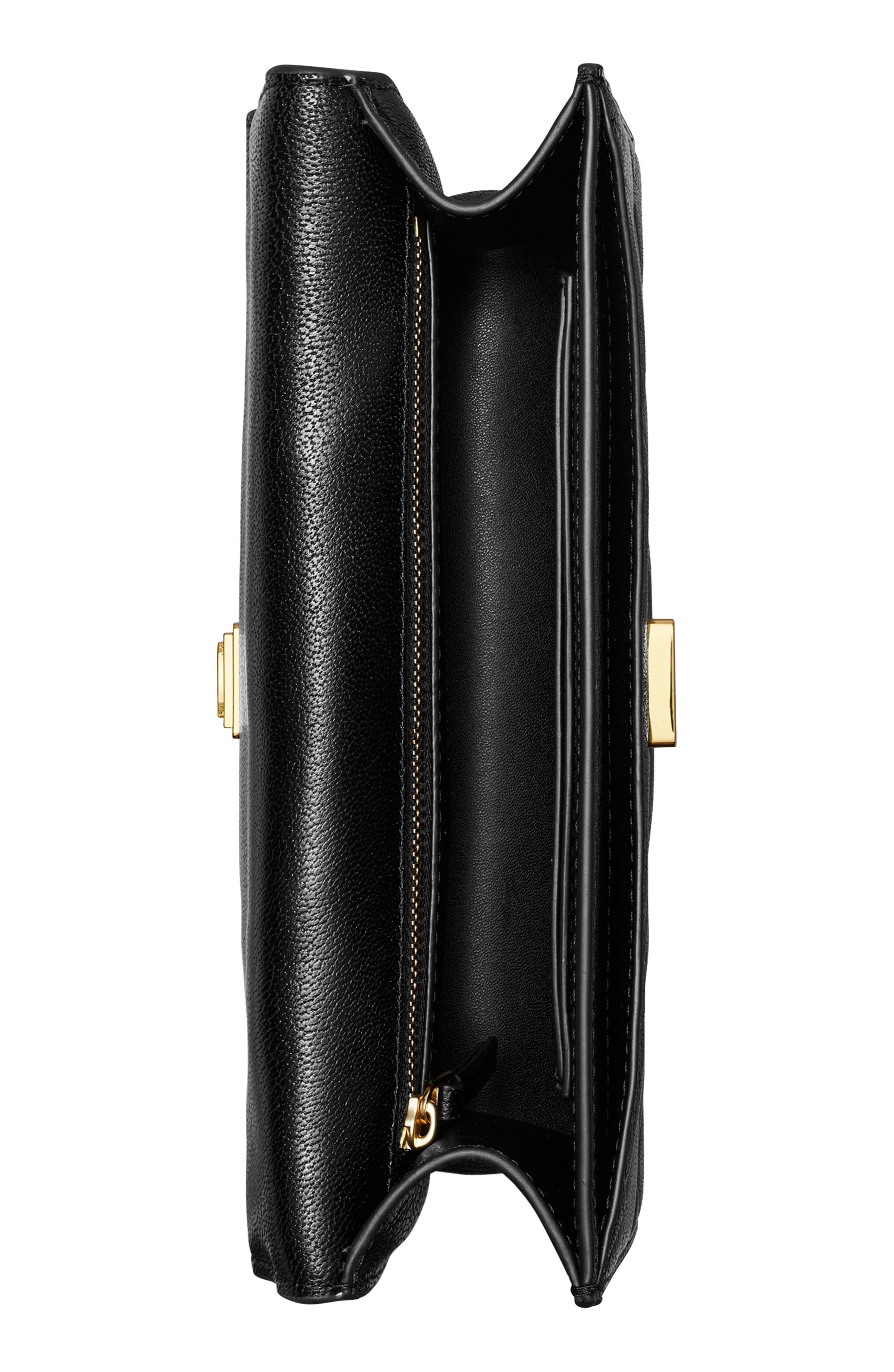 Tory Burch Small Fleming Diamond Quilted Leather Convertible Shoulder Bag, Alternate, color, Black