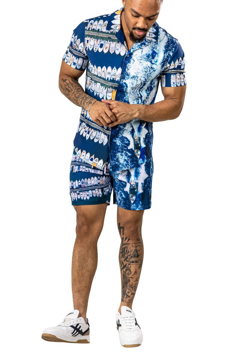 Swim Marthyr Print Swim Trunks, Alternate, color, BLUE