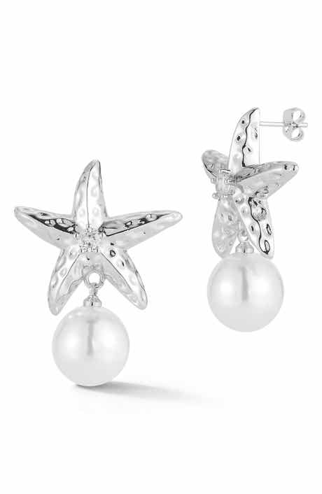 Starfish Imitation Pearl Drop Earrings