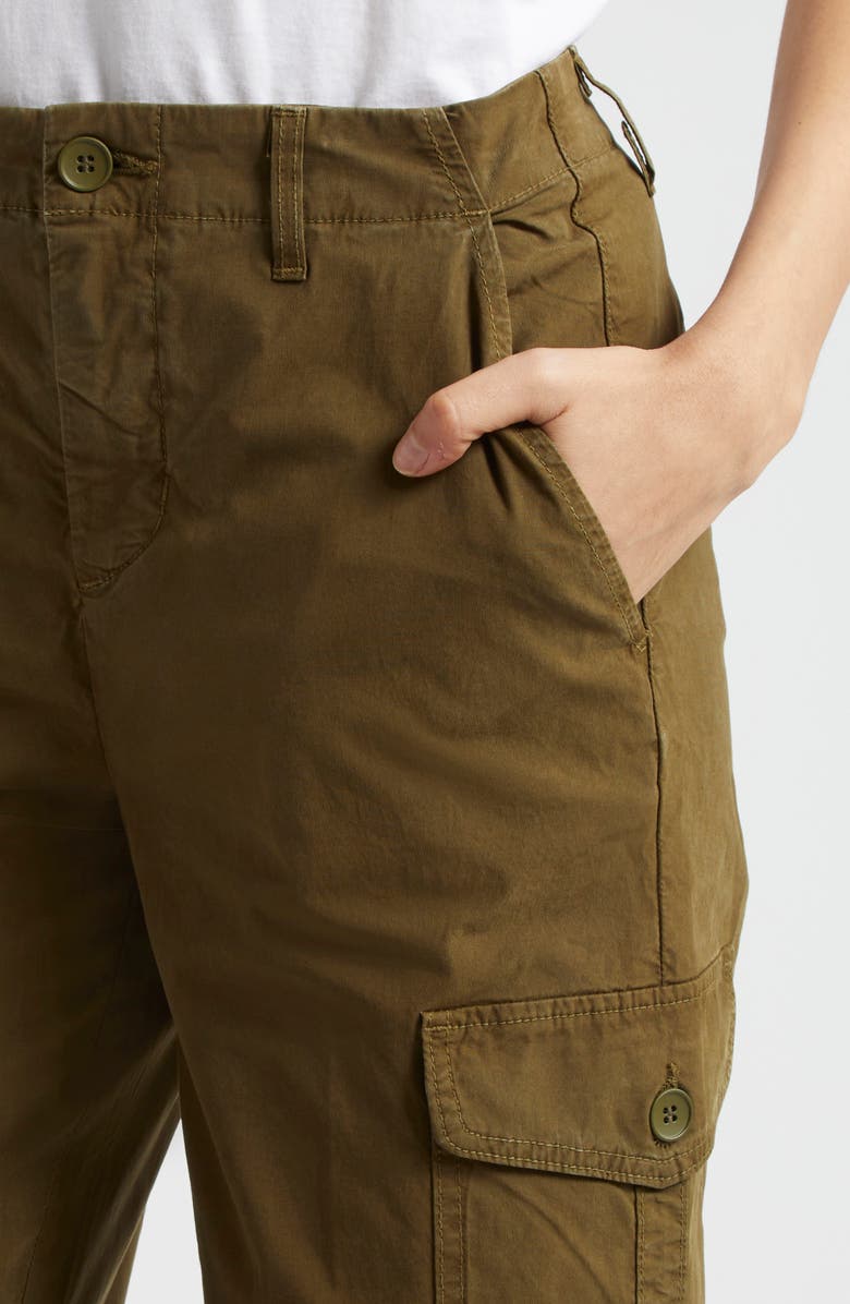 L'AGENCE Zoella Stretch Cotton Crop Cargo Pants, Alternate, color, British Khaki