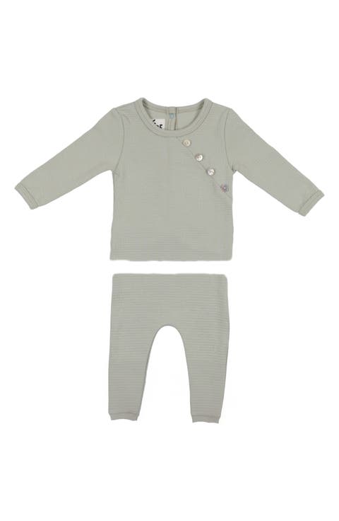 Kids' Waffle Knit Cotton Blend Fitted Two-Piece Pajamas (Toddler)