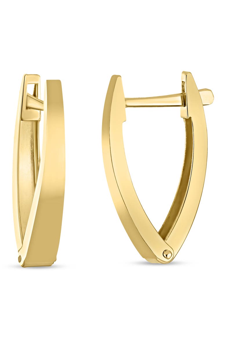 14k Gold V-Hoop Earrings, Main, color, 14KY