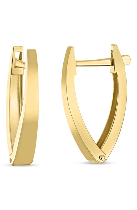 14k Gold V-Hoop Earrings