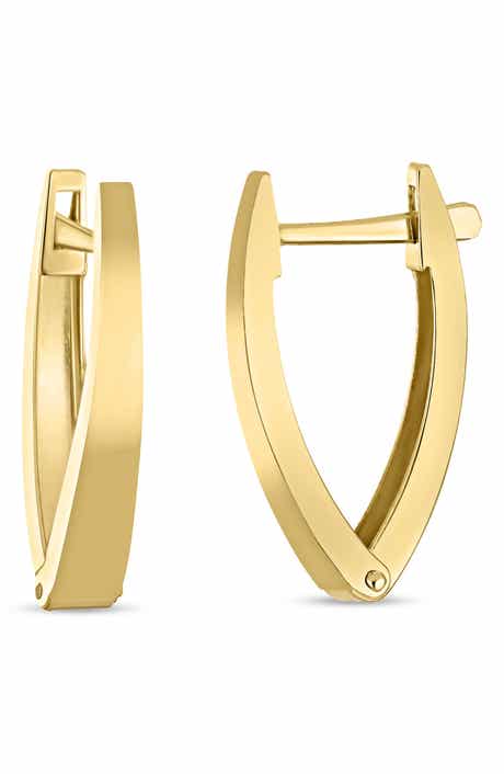 14k Gold V-Hoop Earrings