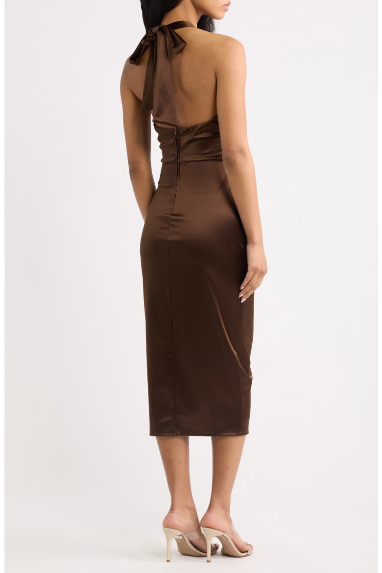 Satine Halter Midi Dress, Alternate, color, CHOCOLATE BROWN