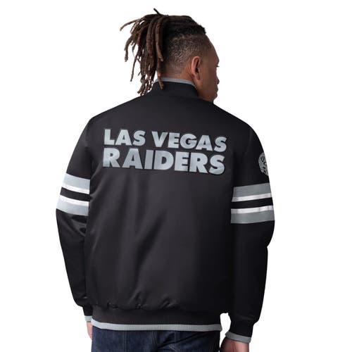 STARTER STARTER  BLACK LAS VEGAS RAIDERS SCOUT I FULL-SNAP VARSITY JACKET