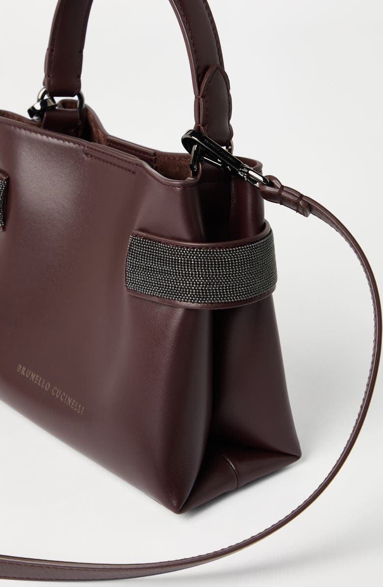 Brunello Cucinelli Small Top-Handle Essence bag, Alternate, color, Burgundy