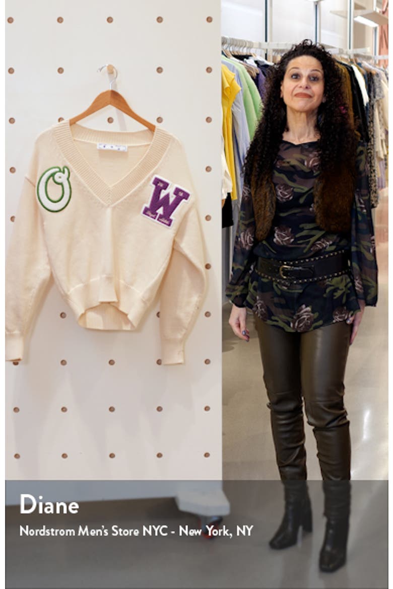 Varsity Logo V-Neck Cotton Blend Sweater video