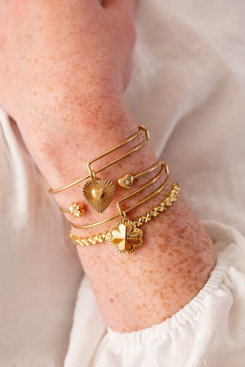 Alex And Ani Lucky Clover Tennis Bracelet In Gold