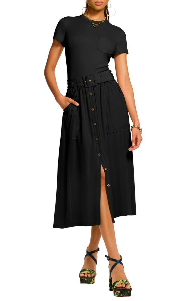 Ramy Brook Sylvie Mixed Media Cotton Blend Dress, Alternate, color, 