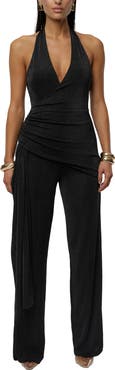 JLUXLABEL Rustic Charm Drape Halter Jumpsuit
