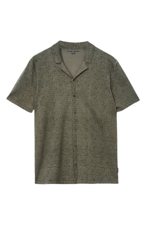 John Varvatos Nayeem Etching Print Organic Cotton Camp Shirt In Gray
