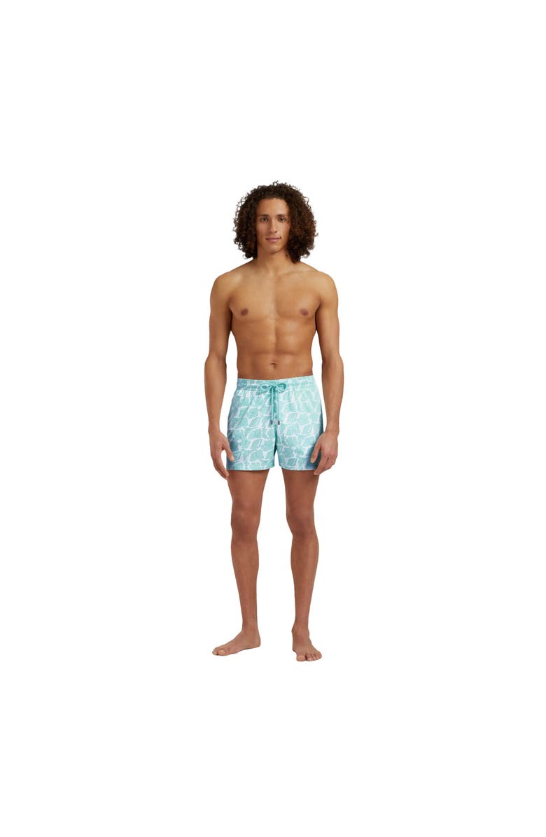 Vilebrequin Men Stretch Short Swim Shorts Seashells, Alternate, color, White
