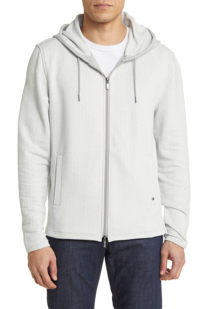 Robert Barakett Augusta Herringbone Zip Hoodie, Main, color, 