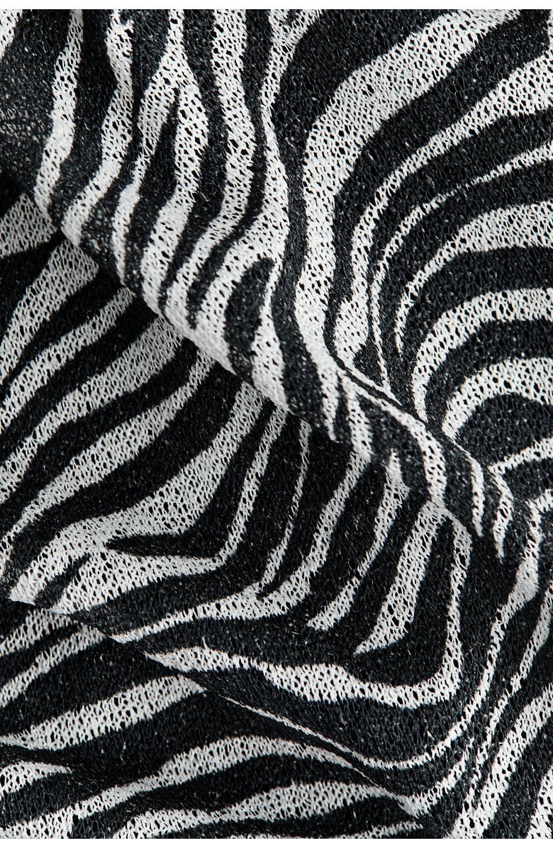 H&M Printed Tie-back Dress, Alternate, color, Black/Zebra Print