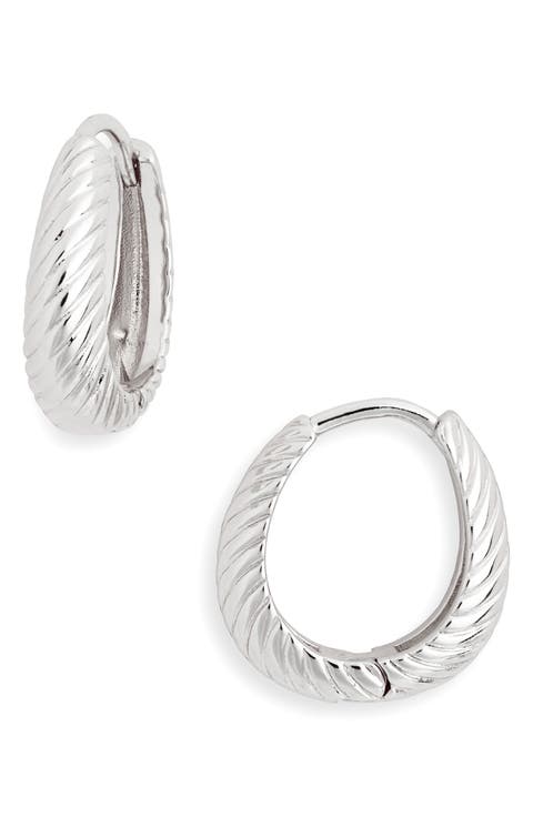 Fairley Oval Textured Huggie Hoop Earrings