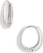 Sterling Forever Fairley Oval Textured Huggie Hoop Earrings