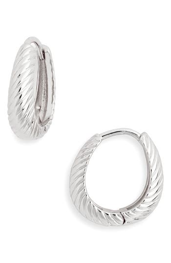 Sterling Forever Fairley Oval Textured Huggie Hoop Earrings In Silver