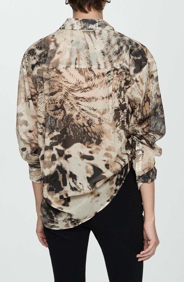 MANGO Semisheer Button-Up Shirt, Alternate, color, 