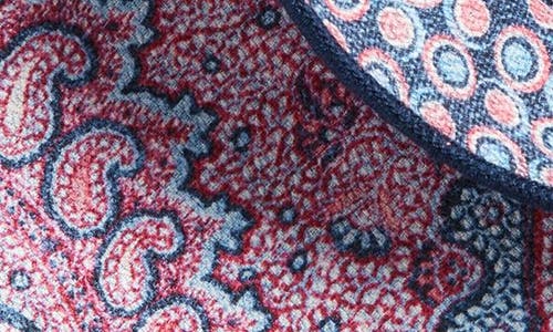 Edward Armah Paisley & Dot Reversible Silk Pocket Circle In Magenta