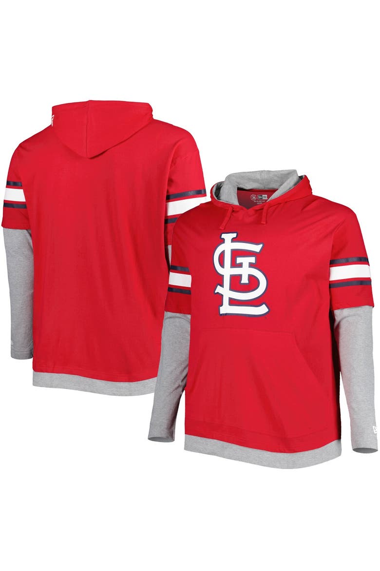 Men's New Era Red St. Louis Cardinals Big & Tall Twofer Pullover Hoodie, Main, color, Red