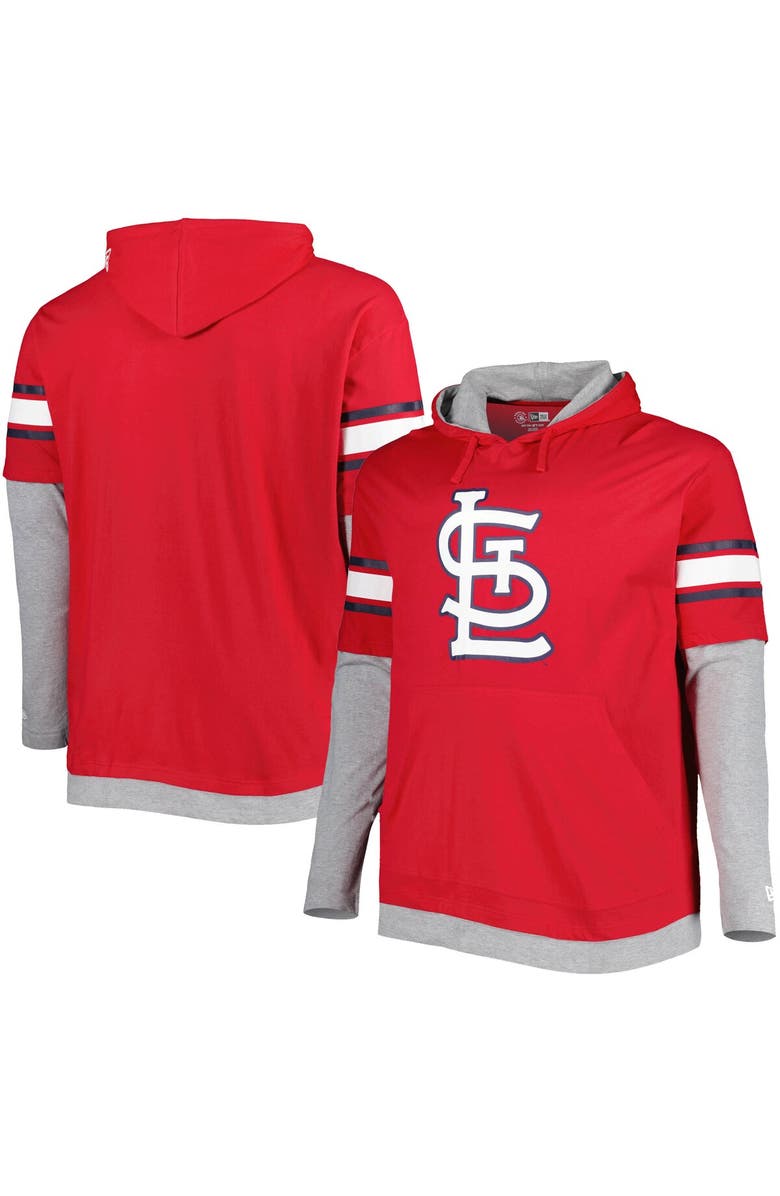 New Era Men's New Era Red St. Louis Cardinals Big & Tall Twofer Pullover Hoodie, Main, color, Red