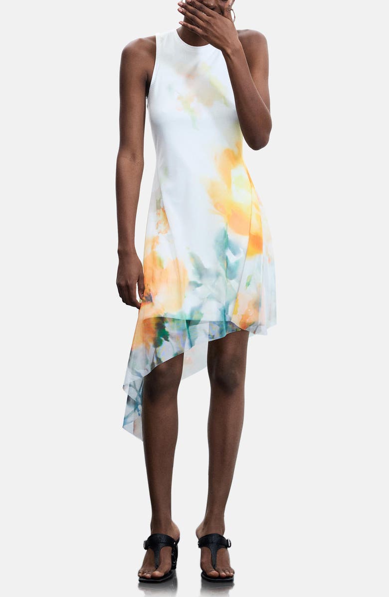 Desigual Abstract Floral Asymmetric Hem Dress, Main, color, 