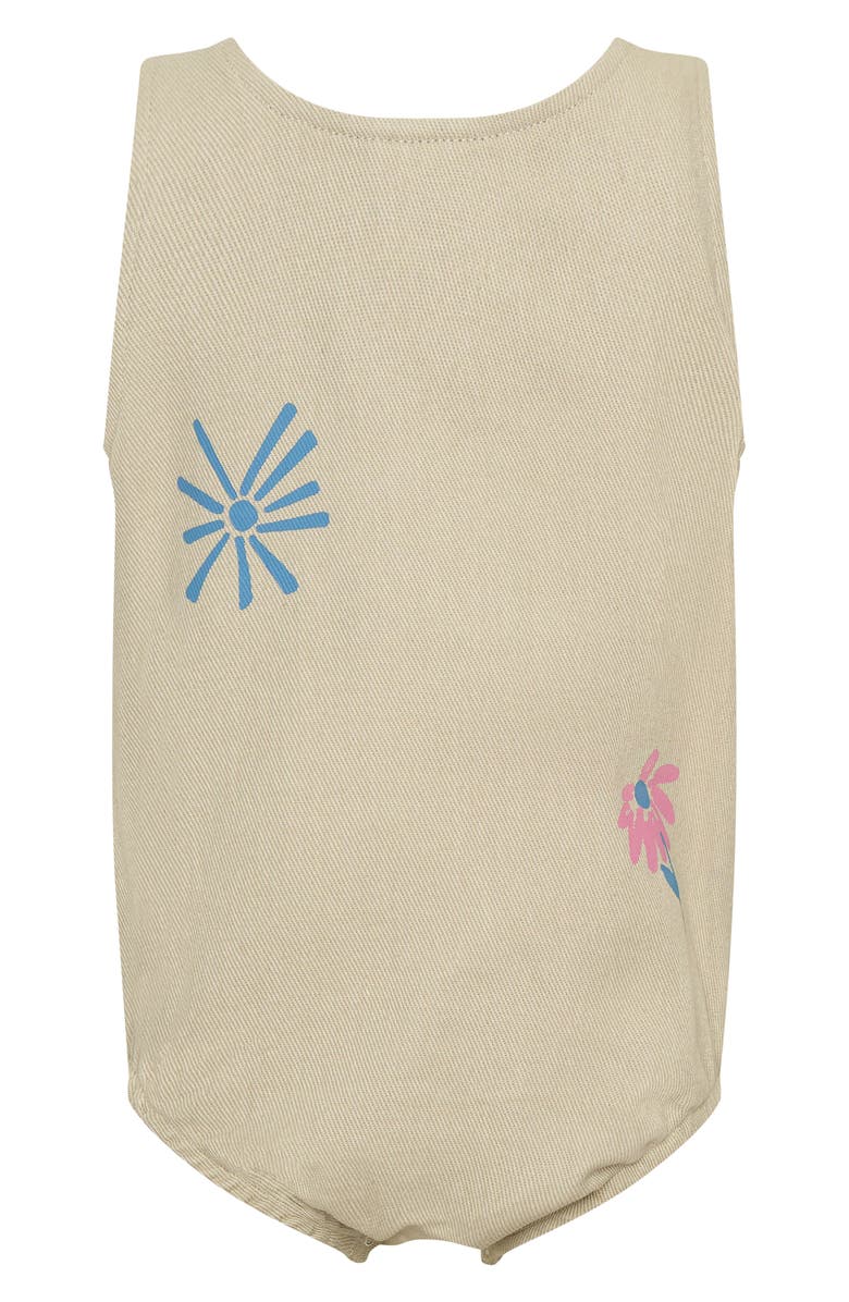 TINY TRIBE Floral Print Cotton Overalls, Alternate, color, Cream