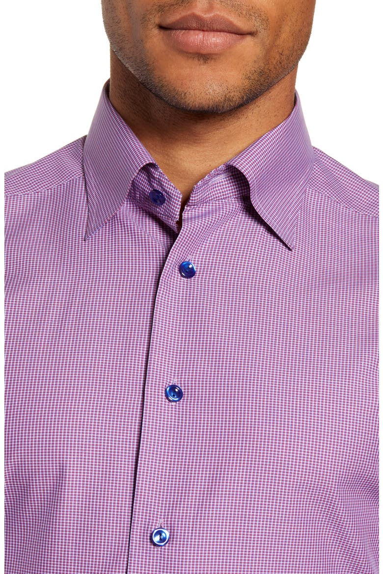 Slim Fit Microcheck Print Dress Shirt, Alternate, color, RED/ PINK