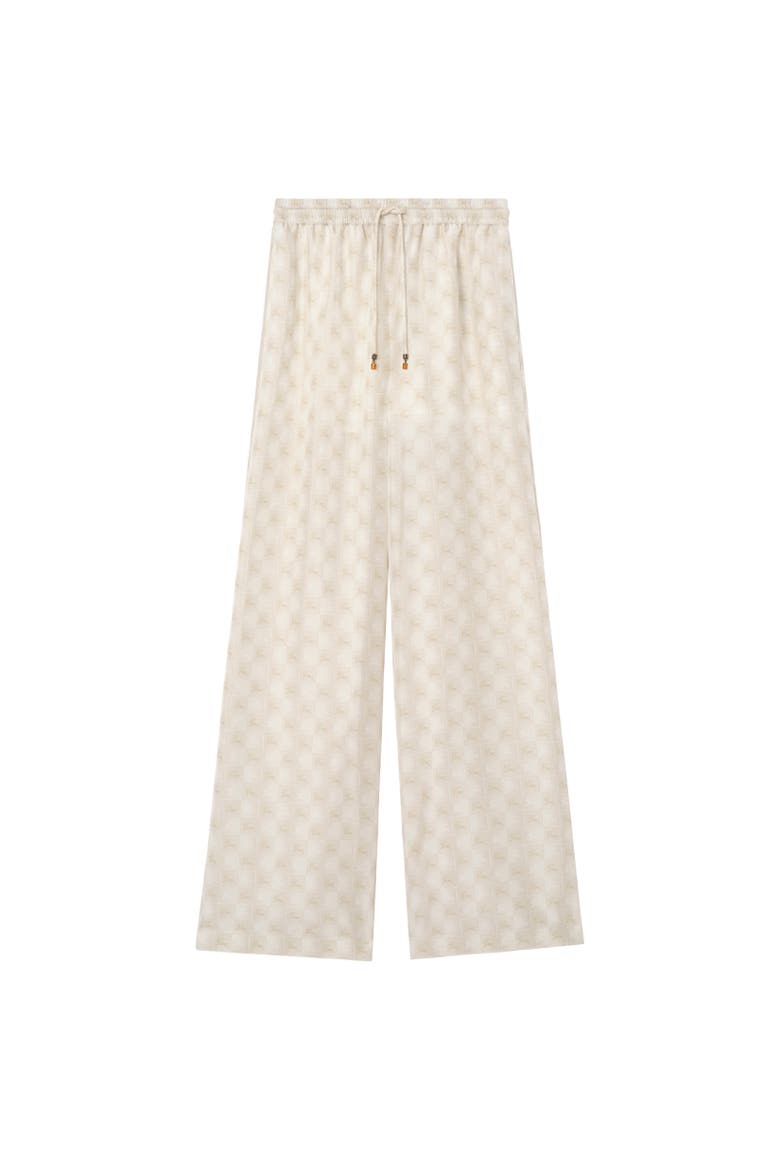 Knight Checkerboard Silk Pyjama Trousers, Alternate, color, Chalk white