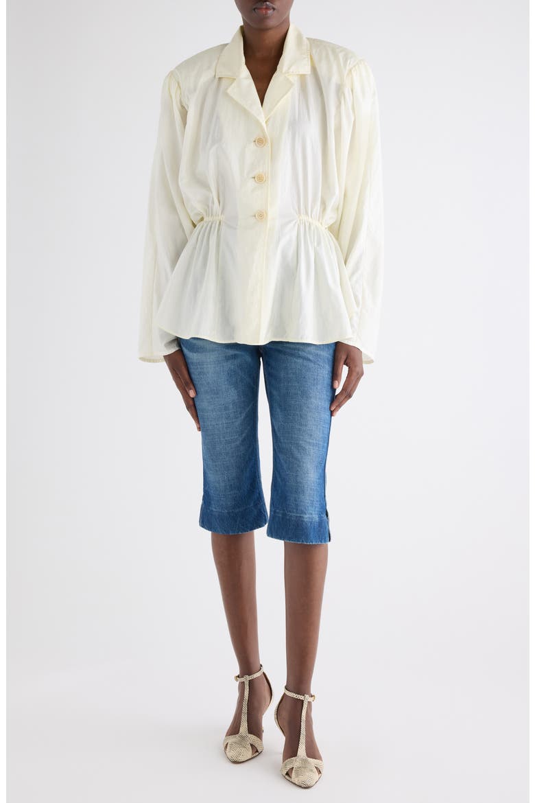 Puff Shoulder Peplum Shirt, Alternate, color, COCONUT MILK