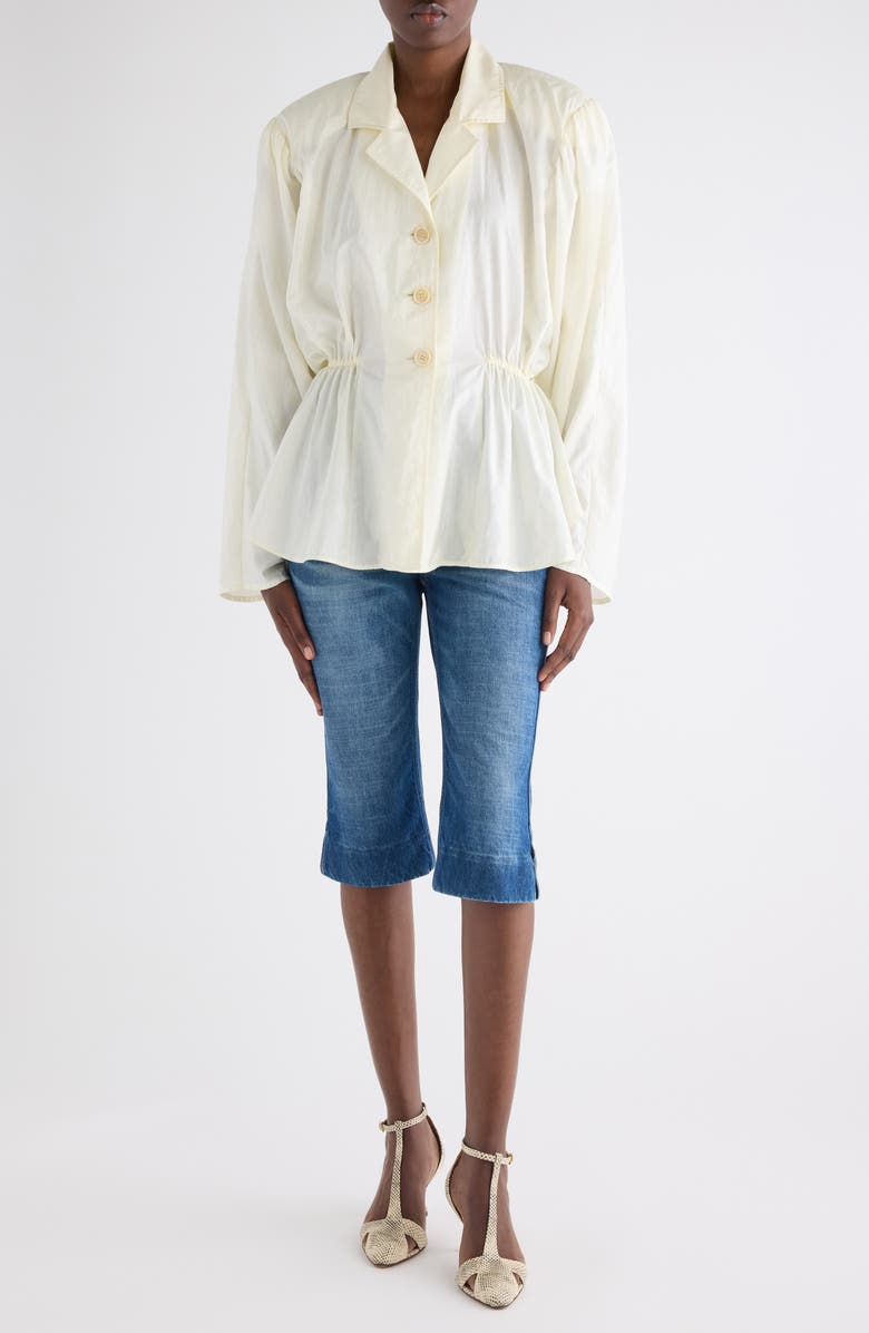 Chloé Puff Shoulder Peplum Shirt, Alternate, color, Coconut Milk