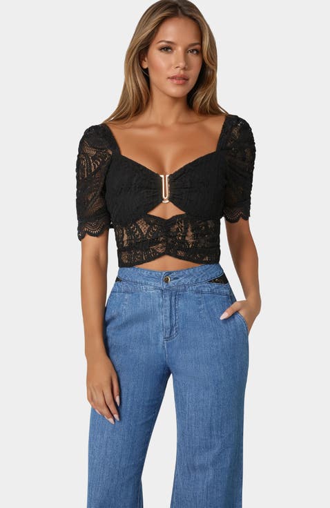 Puff Sleeve Lace Top