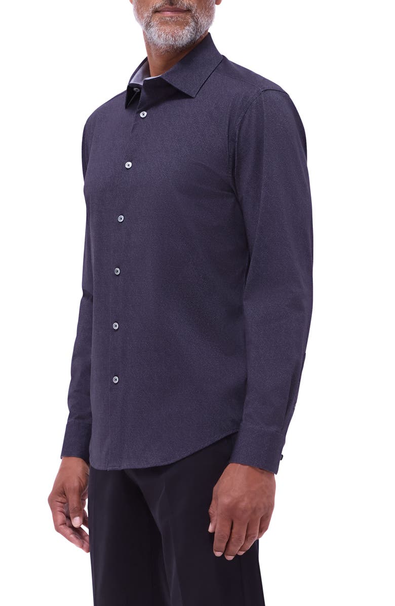 Bugatchi Jimmy OoohCotton<sup>®</sup> Solid Button-Up Shirt, Alternate, color, Black