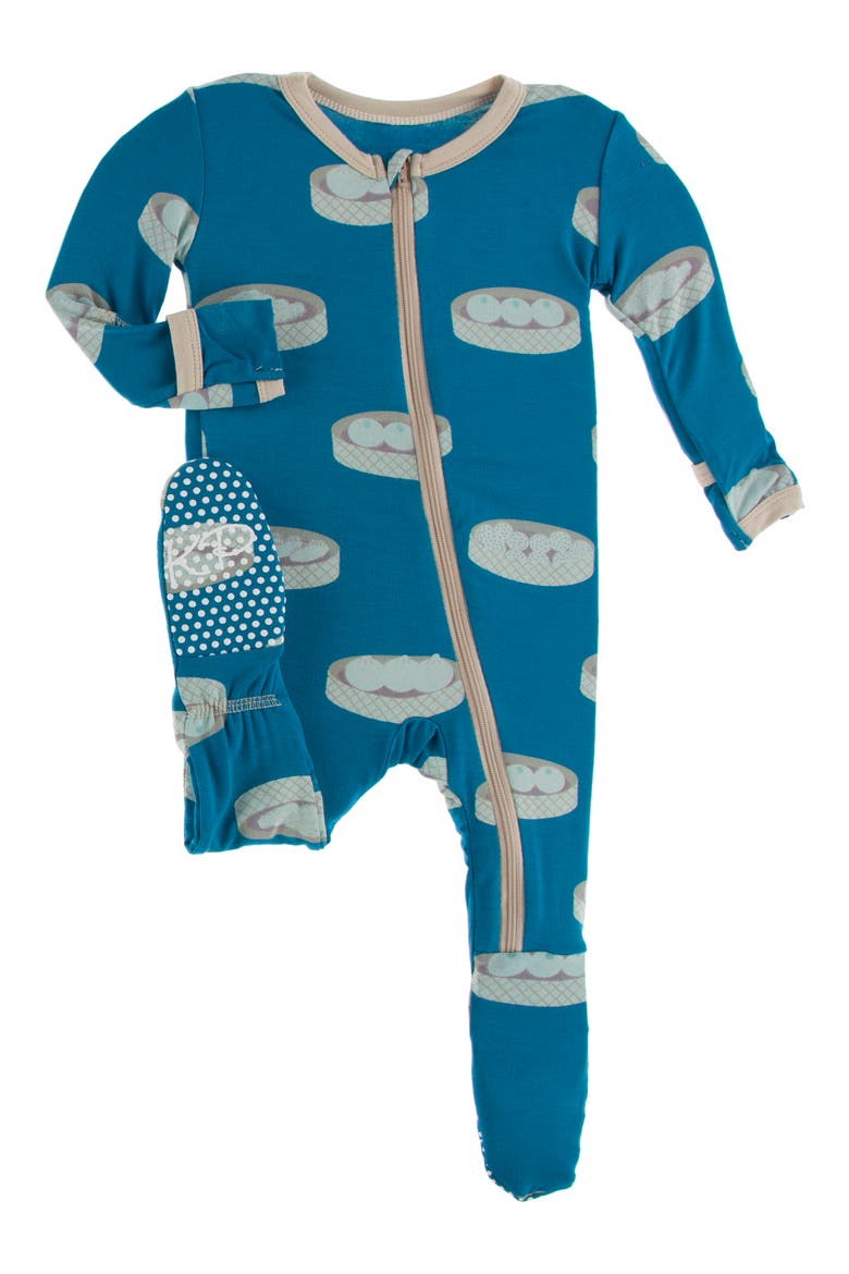 Dumpling Print Fitted One-Piece Pajamas, Main, color, SEAPORT DIM SUM