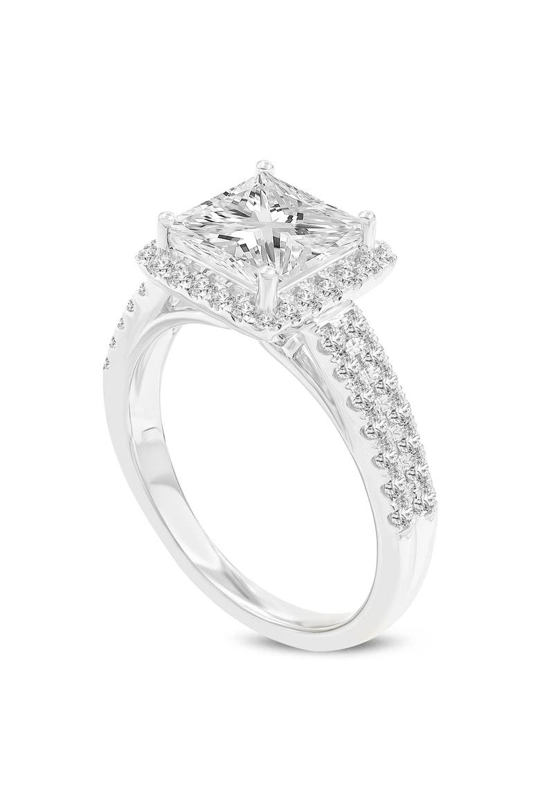 Violeta 14K White Gold Princess Cut Lab Grown Diamond Halo Engagement Ring - 2.6 Ct, Main, color, 14K White Gold