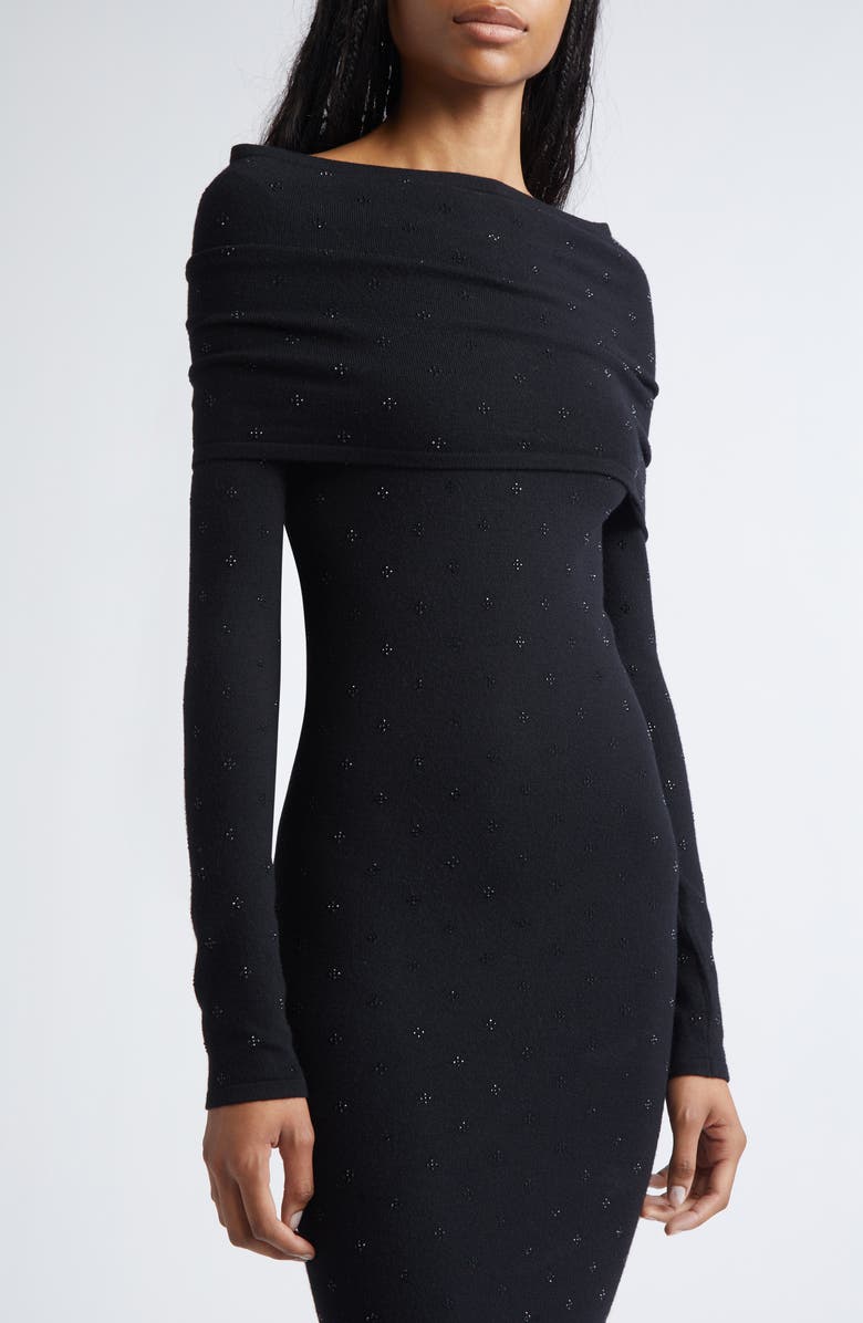 Max Mara Madatti Crystal Embellished Two-Piece Sweater Dress, Alternate, color, Black