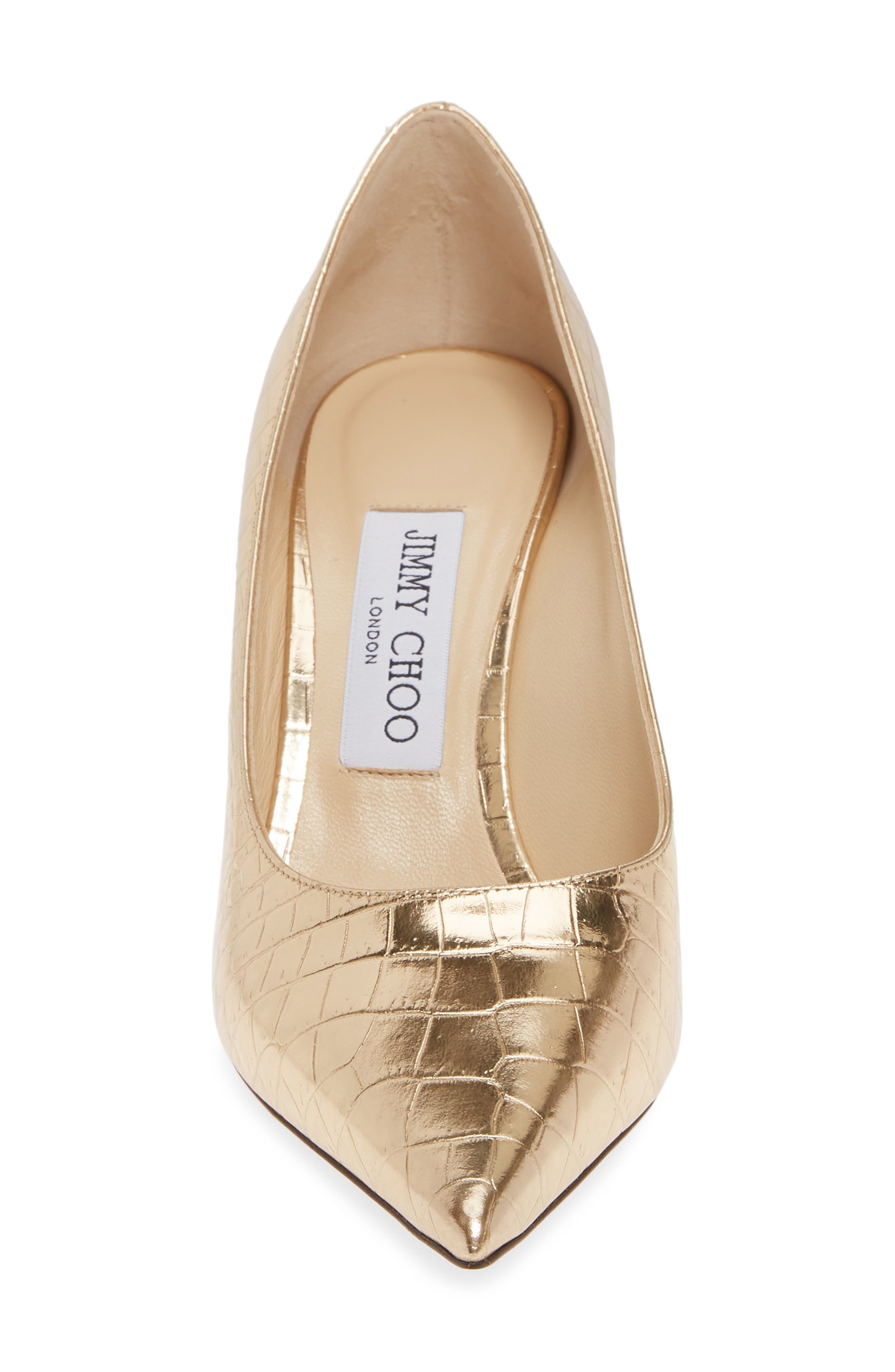 Jimmy Choo Love Metallic Croc Embossed Pointed Toe Pump, Alternate, color, 