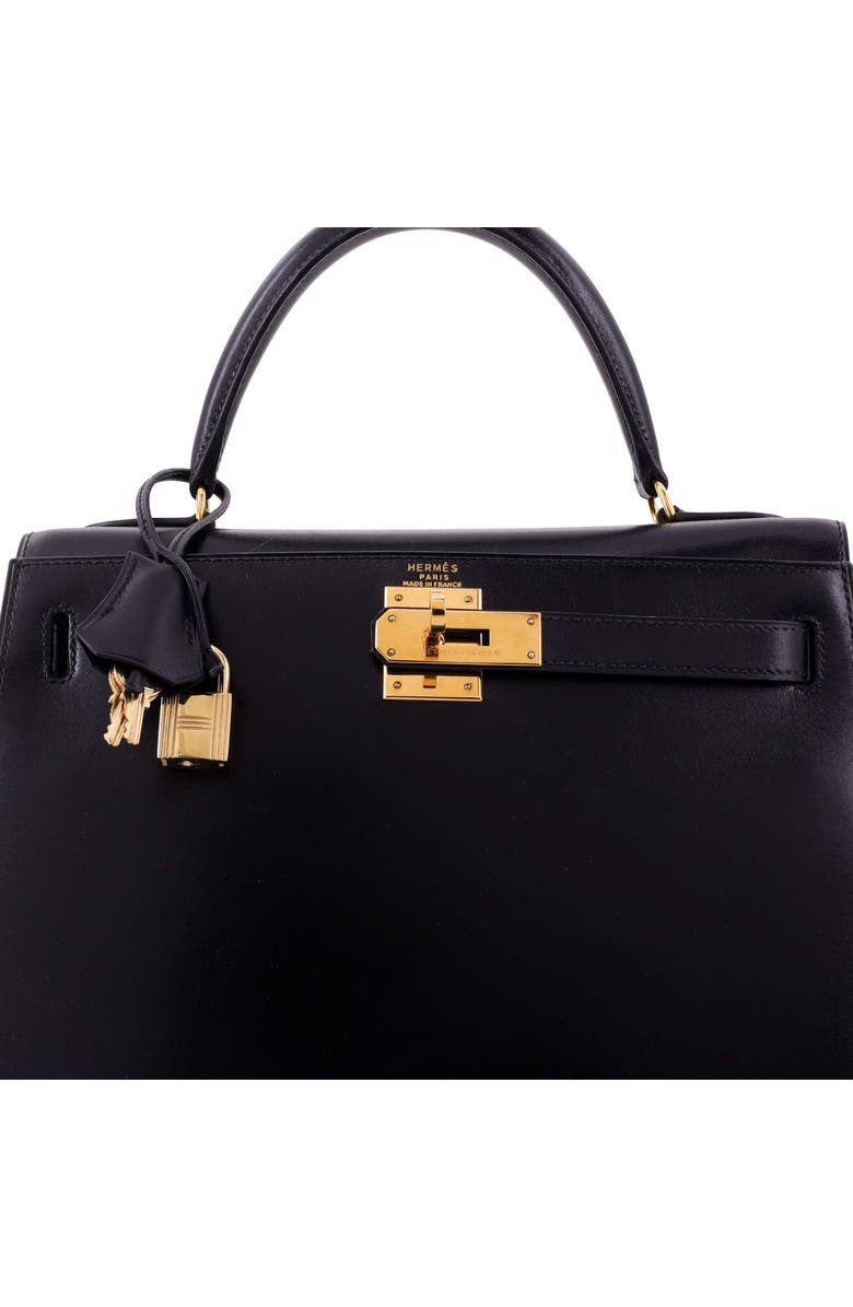 Pre-Owned Hermes Kelly Handbag Black Box Calf with Gold Hardware 28, Alternate, color, Noir
