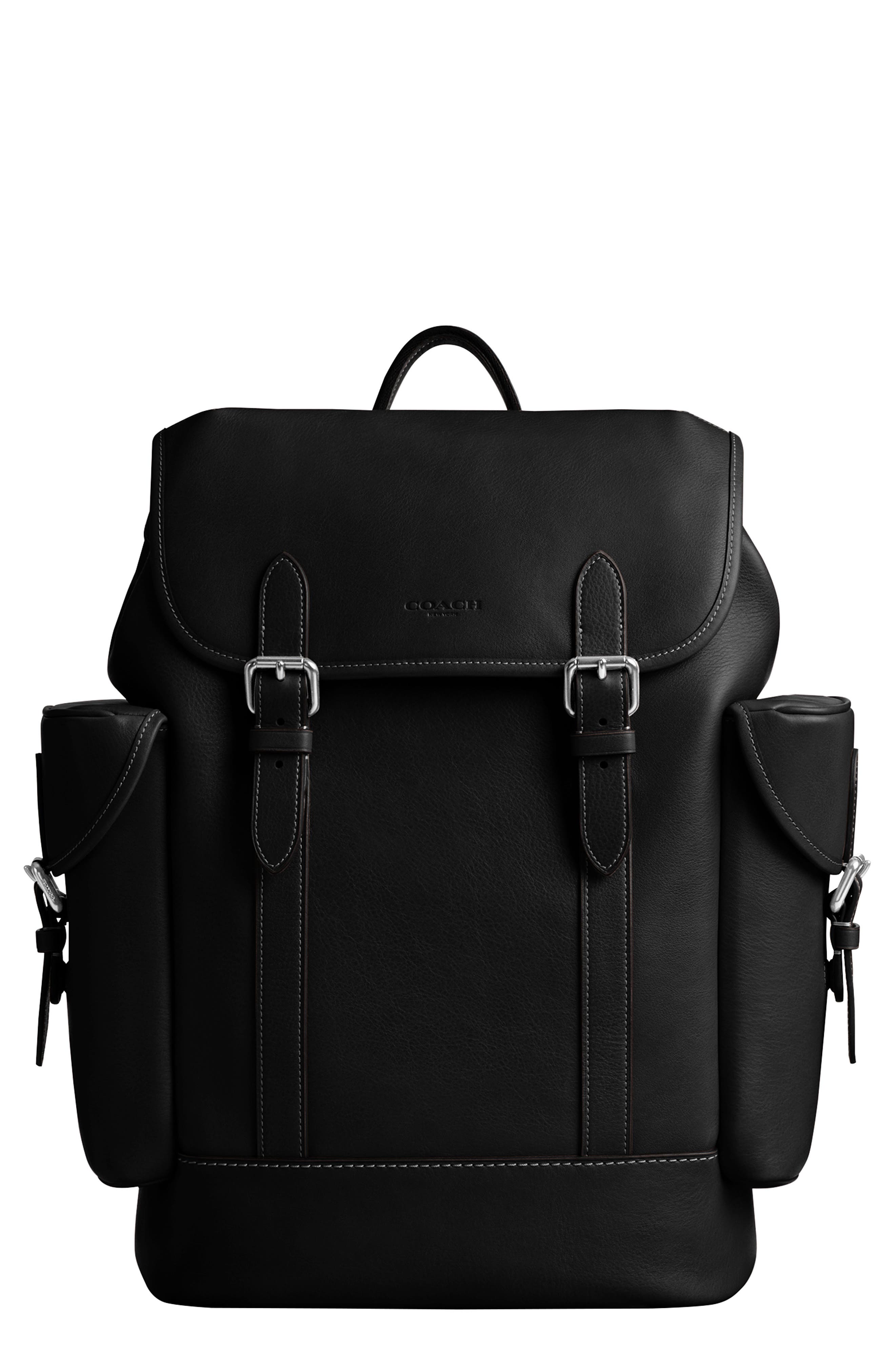 COACH Hitch Leather Backpack, Main, color, 