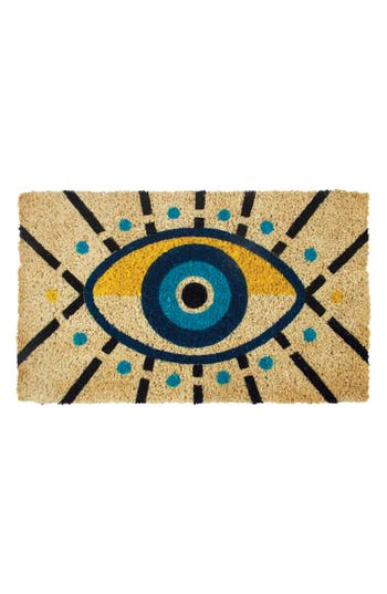 Entryways Evil Eye Coir Doormat In Blue