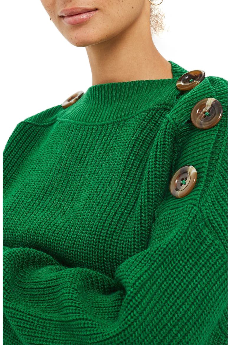 Button Slash Knit Sweater, Alternate, color, GREEN