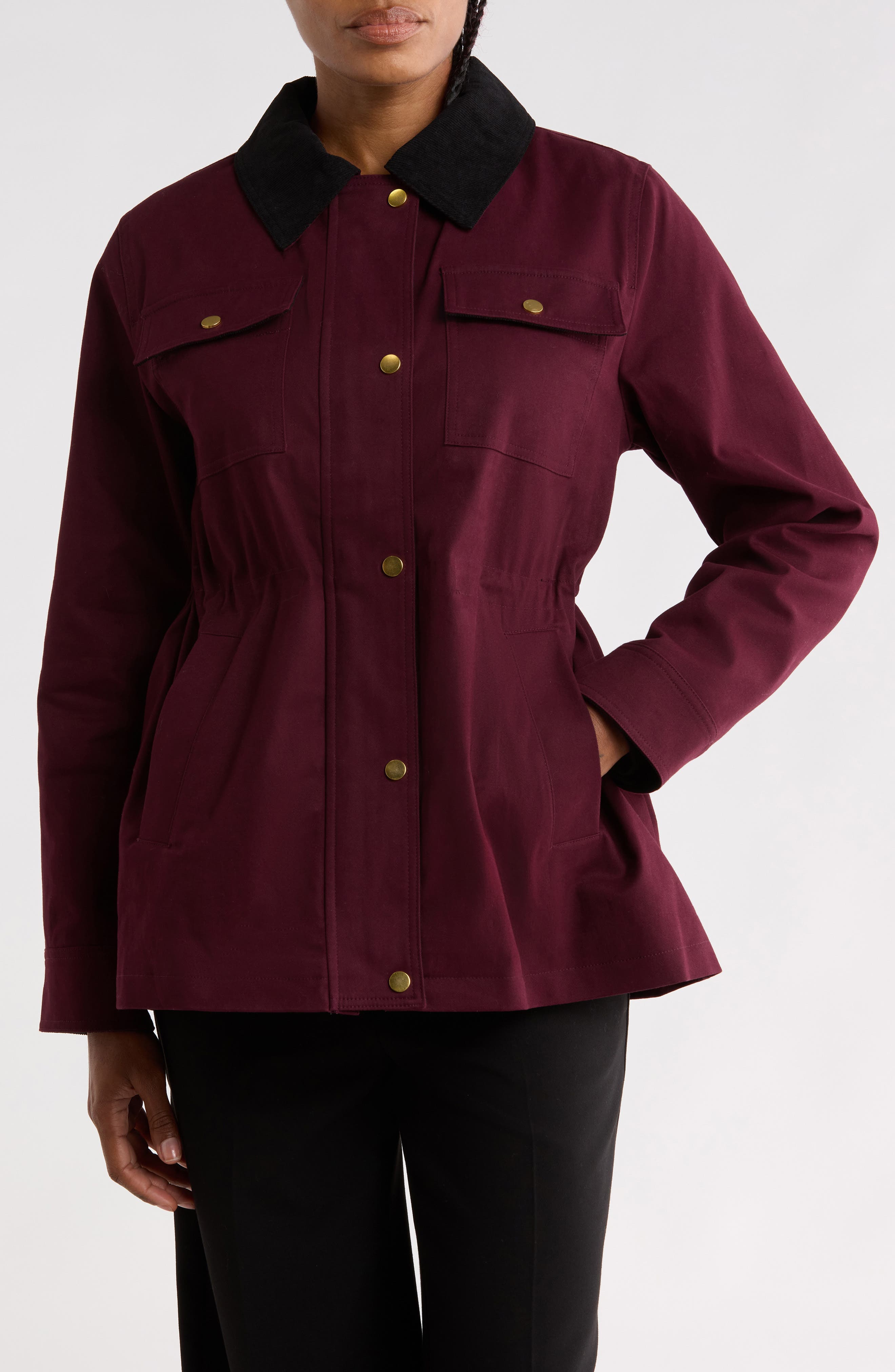 Cinched Waist Twill Jacket