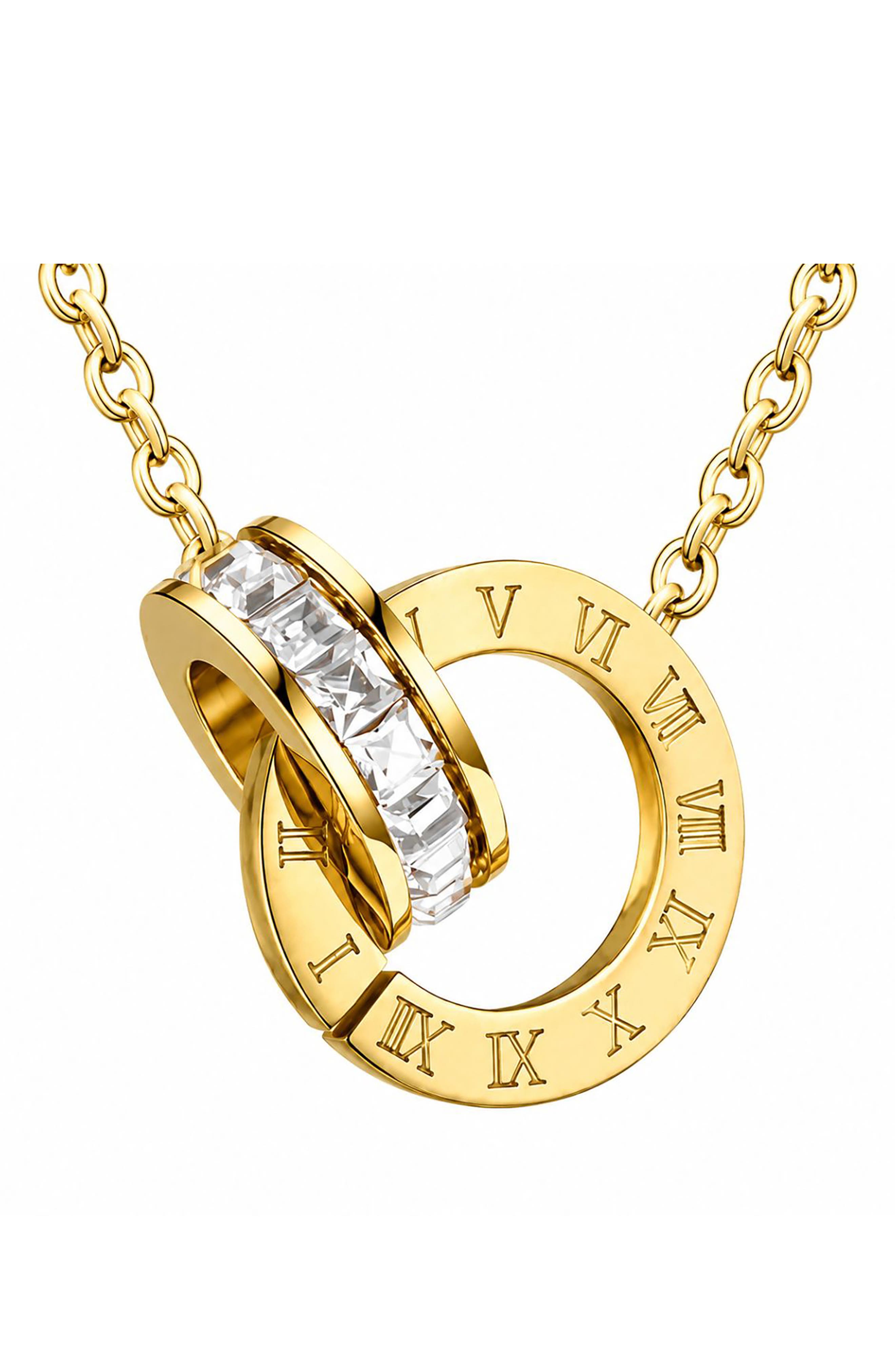 Roman Numeral Cubic Zirconia Pendant Necklace