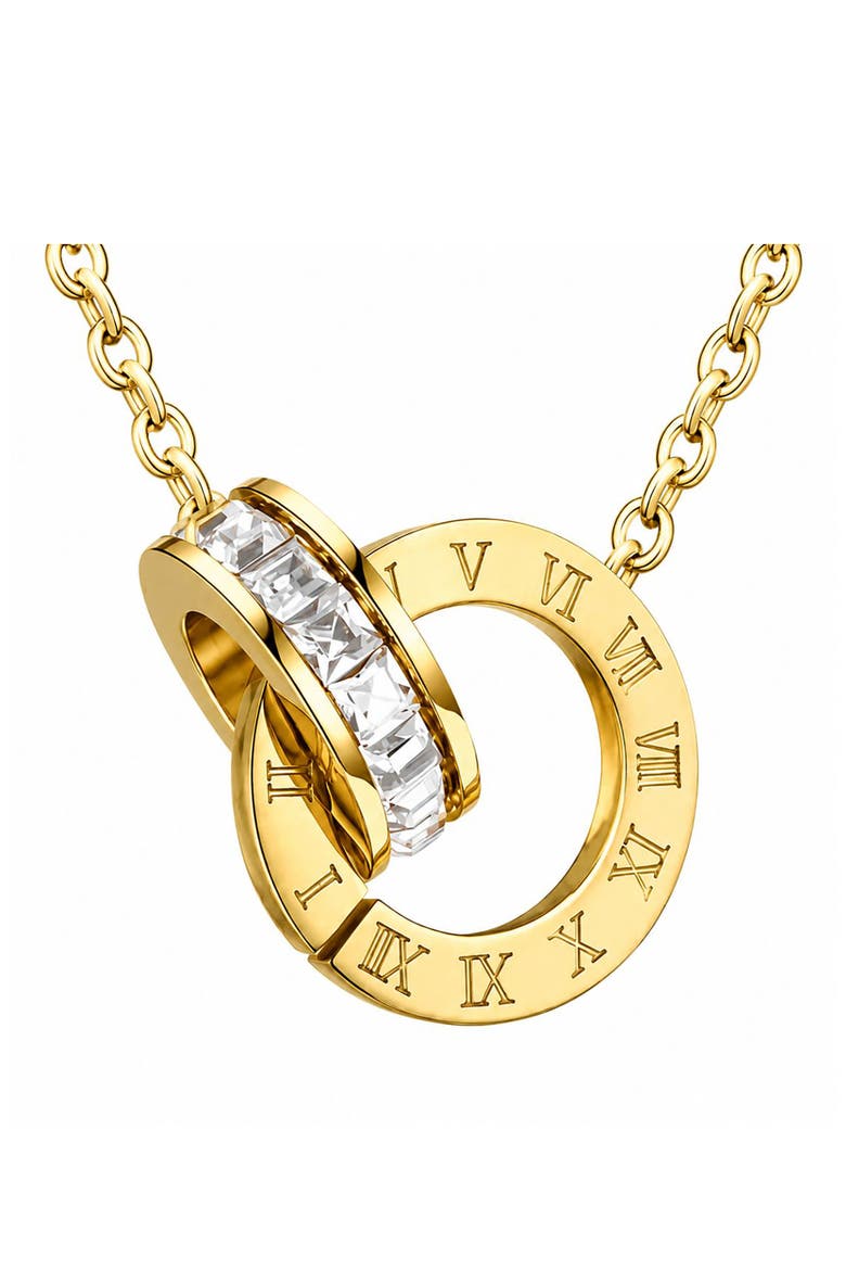Roman Numeral Cubic Zirconia Pendant Necklace, Main, color, GOLD