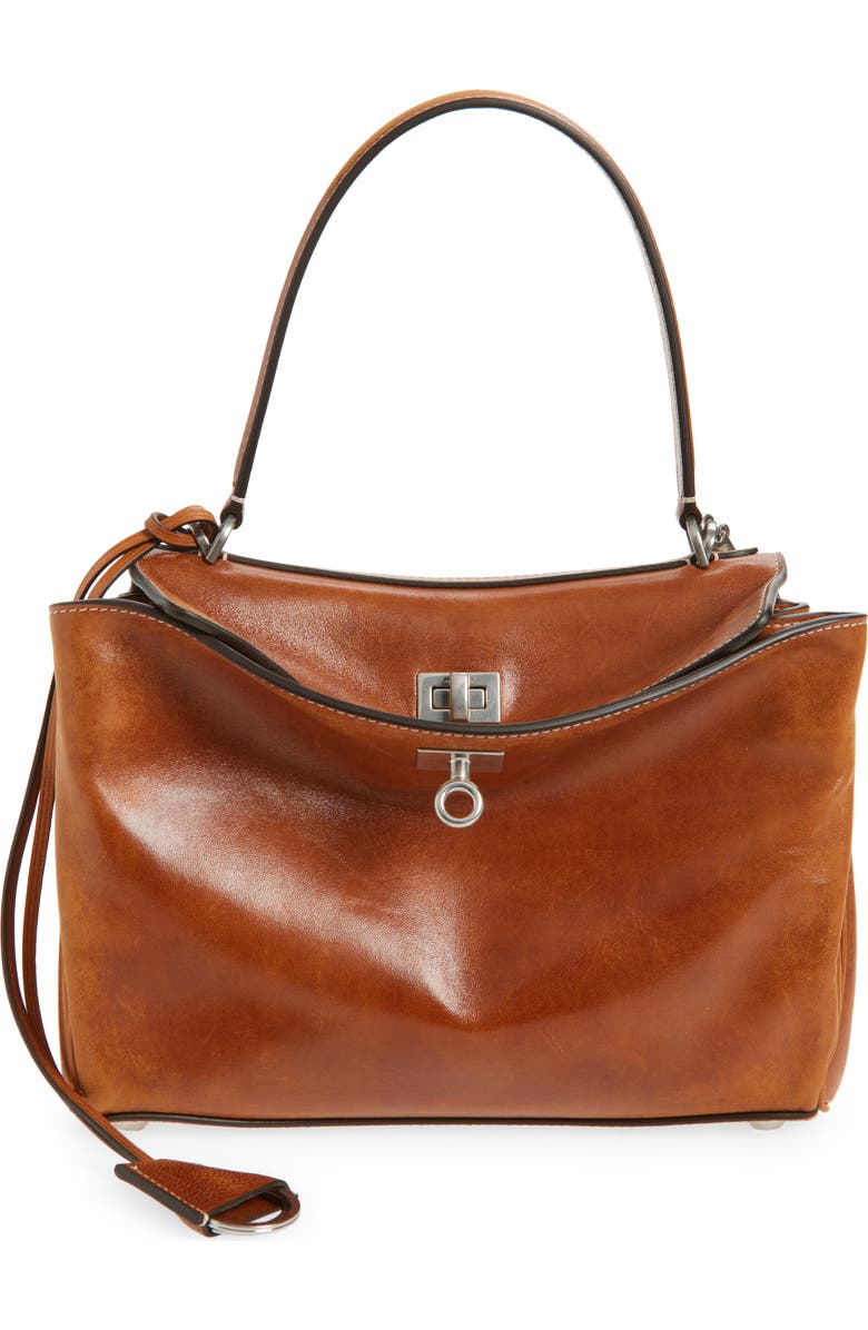 Balenciaga Small Rodeo Leather Top Handle Bag, Main, color, Tan