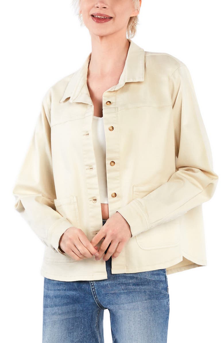 HINT OF BLU The Latest Scoop Denim Shirt Jacket, Alternate, color, Almond Milk