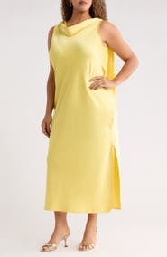 Renee C Cowl Neck Satin Maxi Dress
