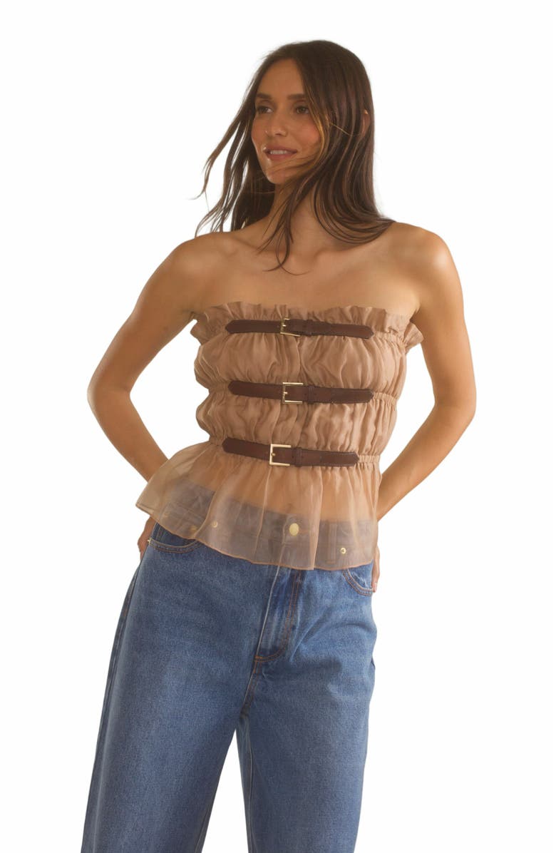 Cynthia Rowley Buckle Up Silk Organza Top, Alternate, color,